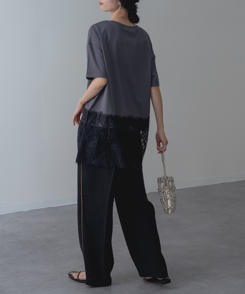 refinedworks(リファインドワークス)の「【refinedworks】レイヤード でも◎ 裾レース 半袖 Tシャツ(Tシャツ/カットソー・レディース・チャコールグレー/ブラック/ホワイト・FREE)」の19枚目の写真