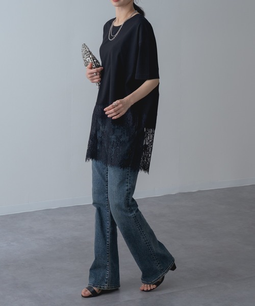 refinedworks(リファインドワークス)の「【refinedworks】レイヤード でも◎ 裾レース 半袖 Tシャツ(Tシャツ/カットソー・レディース・チャコールグレー/ブラック/ホワイト・FREE)」の14枚目の写真