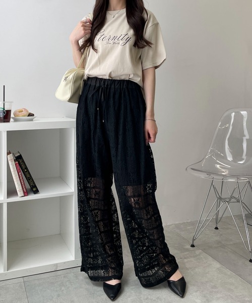 WEGO(ウィゴー)の「WEGO/【26春夏新作】パッチワークレースパンツ(その他パンツ・レディース・ホワイト/ブラック・FREE)」の15枚目の写真