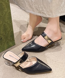 クリア ソール ストラップ付き ポインテッド サンダル