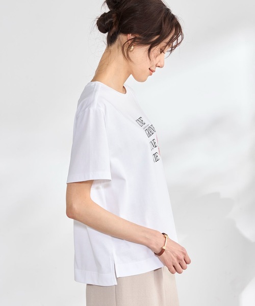 GALLORIA(ギャローリア)の「【plantica×GALLORIAコラボ】花束プリントTシャツ(Tシャツ/カットソー・レディース・ライトブルー/オフホワイト・S/M/LL/L)」の4枚目の写真