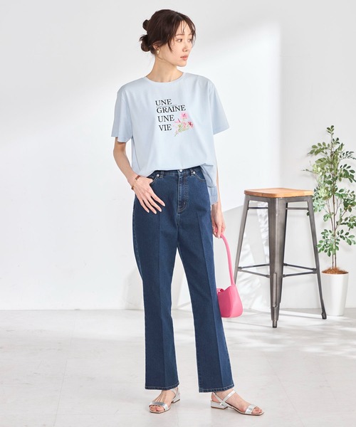 GALLORIA(ギャローリア)の「【plantica×GALLORIAコラボ】花束プリントTシャツ(Tシャツ/カットソー・レディース・ライトブルー/オフホワイト・S/M/LL/L)」の8枚目の写真