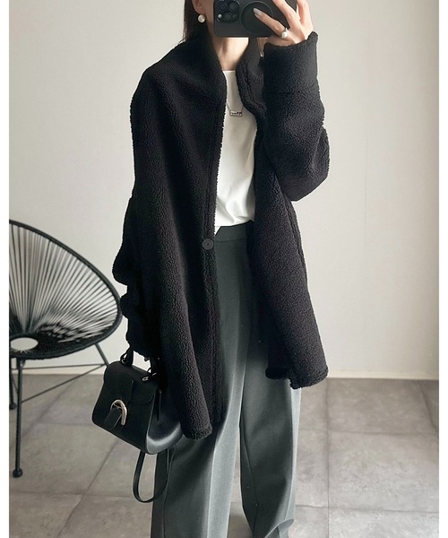 STYLEDOOR（スタイルドア）の「【サイズ展開あり】ボンディングボアコート（その他アウター・レディース・モカ/ブラック・M/L/LL）」の6枚目の写真
