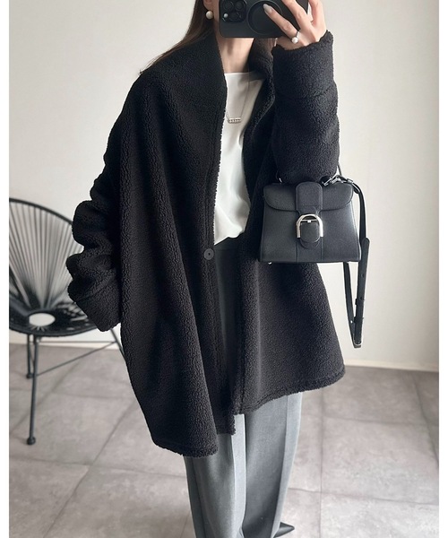 STYLEDOOR（スタイルドア）の「【サイズ展開あり】ボンディングボアコート（その他アウター・レディース・モカ/ブラック・M/L/LL）」の7枚目の写真