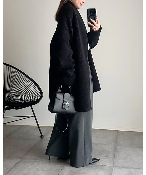 STYLEDOOR（スタイルドア）の「【サイズ展開あり】ボンディングボアコート（その他アウター・レディース・モカ/ブラック・M/L/LL）」の8枚目の写真