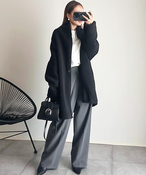 STYLEDOOR（スタイルドア）の「【サイズ展開あり】ボンディングボアコート（その他アウター・レディース・モカ/ブラック・M/L/LL）」の9枚目の写真
