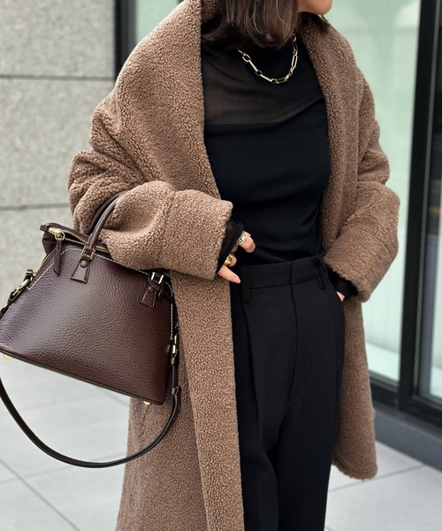 STYLEDOOR（スタイルドア）の「【サイズ展開あり】ボンディングボアコート（その他アウター・レディース・モカ/ブラック・M/L/LL）」の12枚目の写真
