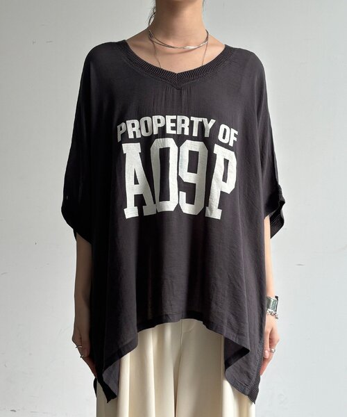 DouDou(ドゥドゥ)の「シアーポンチョロゴTEE(Tシャツ/カットソー・レディース・オフホワイト/チャコールグレー/カーキ・FREE)」の22枚目の写真