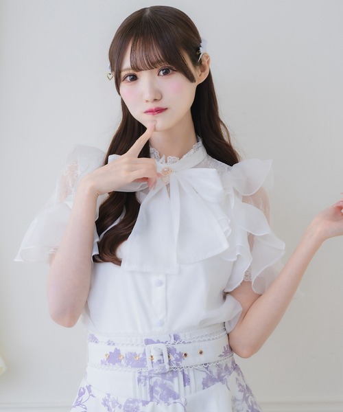 couture BY ROJITA(クチュールバイロジータ)の「ラッフルシアーブラウス(シャツ/ブラウス・レディース・ホワイト/ブラック/ピンクベージュ/その他・FREE)」の6枚目の写真