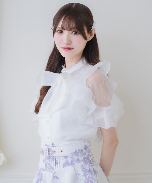 couture BY ROJITA(クチュールバイロジータ)の「ラッフルシアーブラウス(シャツ/ブラウス・レディース・ホワイト/ブラック/ピンクベージュ/その他・FREE)」の7枚目の写真