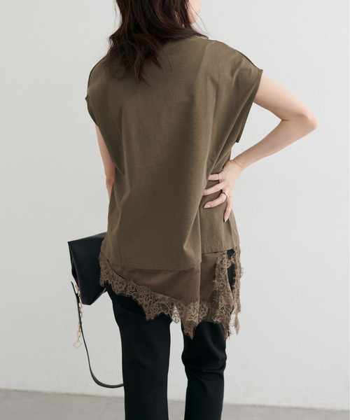 LARUTA(ラルータ)の「【LARUTA】裾サテンレースレイヤードノースリプルオーバー(Tシャツ/カットソー・レディース・ブラック/ブラウン/オフホワイト・FREE)」の17枚目の写真