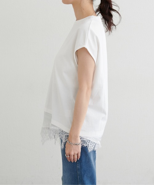 LARUTA(ラルータ)の「【LARUTA】裾サテンレースレイヤードノースリプルオーバー(Tシャツ/カットソー・レディース・ブラック/ブラウン/オフホワイト・FREE)」の11枚目の写真