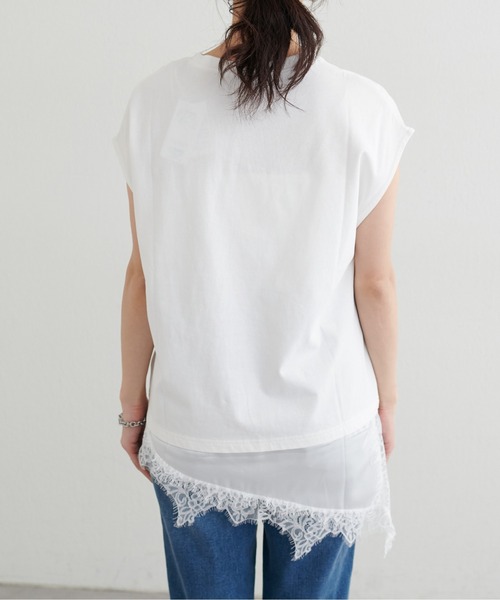 LARUTA(ラルータ)の「【LARUTA】裾サテンレースレイヤードノースリプルオーバー(Tシャツ/カットソー・レディース・ブラック/ブラウン/オフホワイト・FREE)」の10枚目の写真
