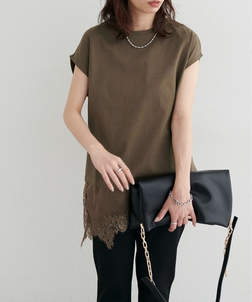 LARUTA(ラルータ)の「【LARUTA】裾サテンレースレイヤードノースリプルオーバー(Tシャツ/カットソー・レディース・ブラック/ブラウン/オフホワイト・FREE)」の20枚目の写真