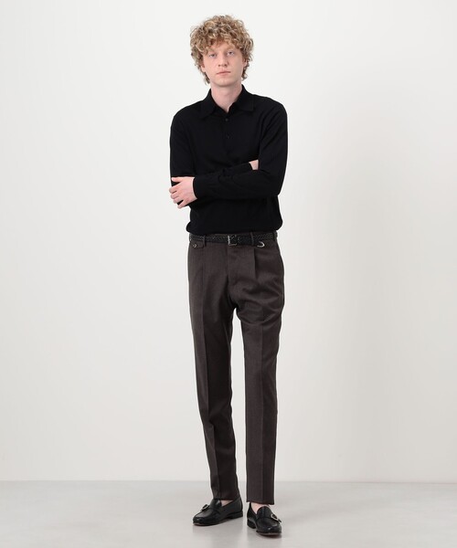 PT TORINO（ピーティートリノ）の「PT TRINO GENTS ウールストレッチ 1プリーツスラックス（スラックス・メンズ・ブラウン/チャコールグレー・48/46）」の3枚目の写真
