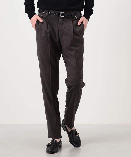 PT TORINO（ピーティートリノ）の「PT TRINO GENTS ウールストレッチ 1プリーツスラックス（スラックス・メンズ・ブラウン/チャコールグレー・48/46）」の4枚目の写真