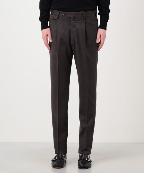 PT TORINO（ピーティートリノ）の「PT TRINO GENTS ウールストレッチ 1プリーツスラックス（スラックス・メンズ・ブラウン/チャコールグレー・48/46）」の5枚目の写真