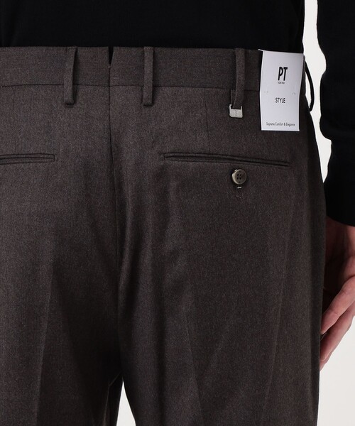 PT TORINO（ピーティートリノ）の「PT TRINO GENTS ウールストレッチ 1プリーツスラックス（スラックス・メンズ・ブラウン/チャコールグレー・48/46）」の9枚目の写真