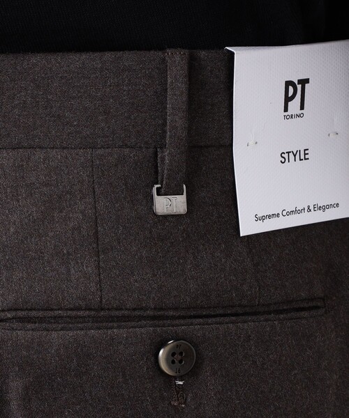 PT TORINO（ピーティートリノ）の「PT TRINO GENTS ウールストレッチ 1プリーツスラックス（スラックス・メンズ・ブラウン/チャコールグレー・48/46）」の10枚目の写真