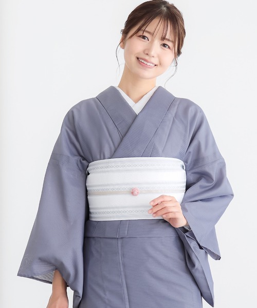 kimonomachi（キモノマチ）の「レディース 夏着物 色無地 絽（駒絽）洗える単衣着物 ポリエステル M/L KIMONOMACHIオリジナル（着物・レディース・ラベンダー/ダークネイビー/セージグリーン・L/M）」の3枚目の写真