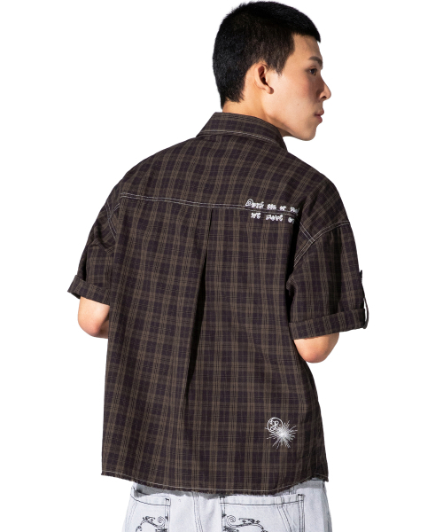 XTONZ(エクストーンズ)の「XTS045 ラギッドクロップチェックシャツ (パープル/ブラウン)(シャツ/ブラウス・レディース・その他・MEDIUM/LARGE)」の3枚目の写真
