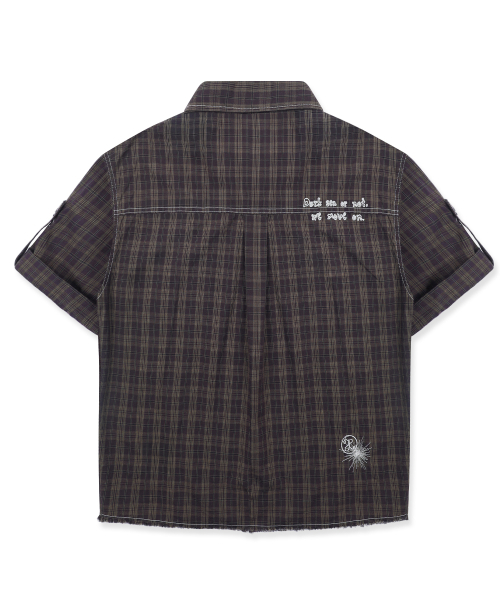 XTONZ(エクストーンズ)の「XTS045 ラギッドクロップチェックシャツ (パープル/ブラウン)(シャツ/ブラウス・レディース・その他・MEDIUM/LARGE)」の5枚目の写真
