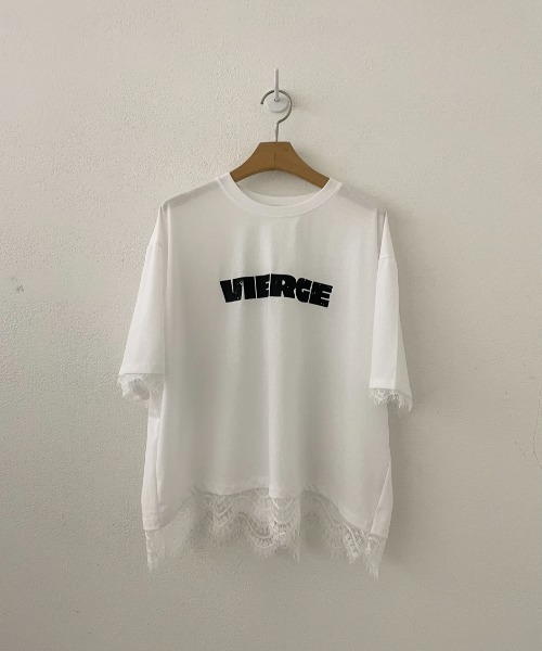 ap retro(アプレトロ)の「ロゴプリントレースドッキングTee / Tシャツ(Tシャツ/カットソー・レディース・チャコール/ホワイト/ブラック/グレー・FREE)」の6枚目の写真