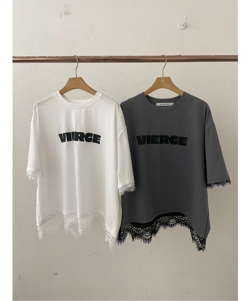 ap retro(アプレトロ)の「ロゴプリントレースドッキングTee / Tシャツ(Tシャツ/カットソー・レディース・チャコール/ホワイト/ブラック/グレー・FREE)」の8枚目の写真