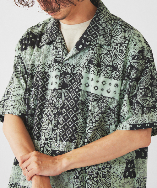 JOURNAL STANDARD relume(ジャーナルスタンダード レリューム)の「インディアパターン 総柄 オープンカラー 半袖シャツ(シャツ/ブラウス・メンズ・グリーン/ブラウン/イエロー/パープル・LARGE/MEDIUM)」の20枚目の写真