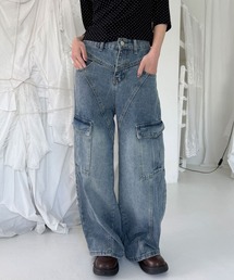 4INT. | ウォッシュド カーゴ デニム ワイドパンツ(デニムパンツ)