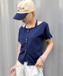 【5色展開】ホルタードッキングレイヤードニットT