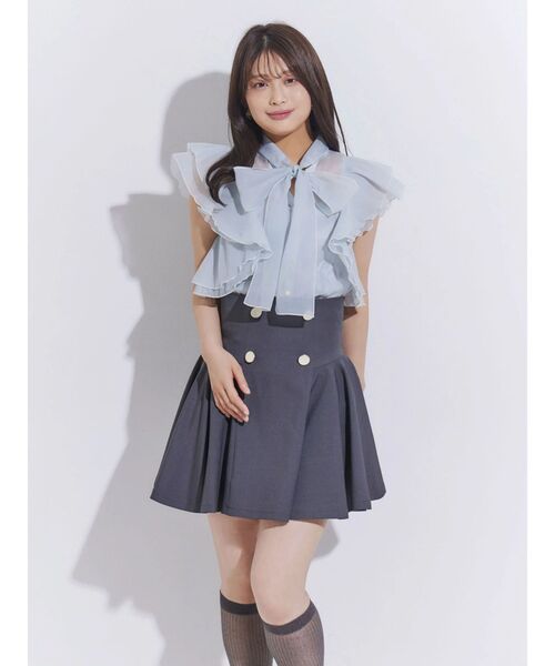 MERCURYDUO(マーキュリーデュオ)の「【セットアップ着用可】バックZIPミニスカパン(スカート・レディース・チャコールグレー/ミント・SMALL/MEDIUM)」の4枚目の写真