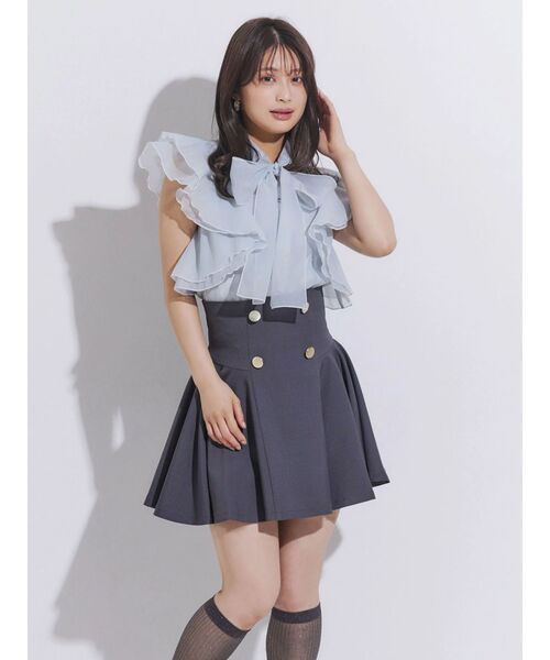 MERCURYDUO(マーキュリーデュオ)の「【セットアップ着用可】バックZIPミニスカパン(スカート・レディース・チャコールグレー/ミント・SMALL/MEDIUM)」の5枚目の写真
