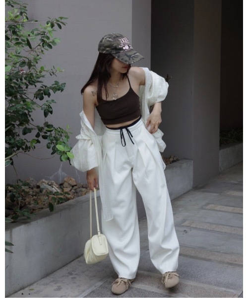 JUMELLE(ジュメロ)の「ダブルウエストスウェットパンツ(スウェットパンツ・レディース・アイボリー/ネイビー・MEDIUM/SMALL)」の4枚目の写真