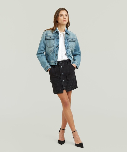 G-STAR(ジースター)の「Short Cargo Skirt/フロントボタンデザインカーゴデニムミニスカート(スカート・レディース・ブラック系その他・24inch/25inch/26inch)」の1枚目の写真