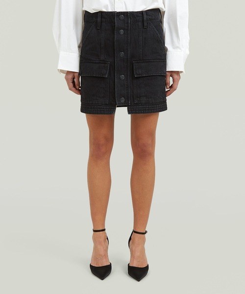 G-STAR(ジースター)の「Short Cargo Skirt/フロントボタンデザインカーゴデニムミニスカート(スカート・レディース・ブラック系その他・24inch/25inch/26inch)」の2枚目の写真
