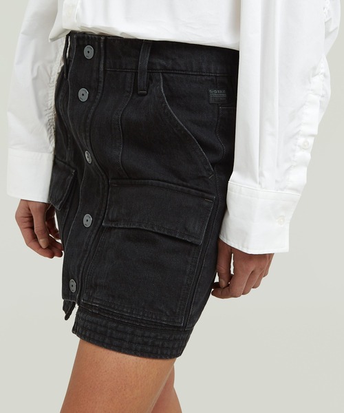 G-STAR(ジースター)の「Short Cargo Skirt/フロントボタンデザインカーゴデニムミニスカート(スカート・レディース・ブラック系その他・24inch/25inch/26inch)」の4枚目の写真