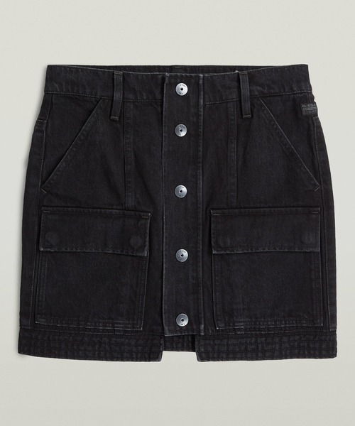 G-STAR(ジースター)の「Short Cargo Skirt/フロントボタンデザインカーゴデニムミニスカート(スカート・レディース・ブラック系その他・24inch/25inch/26inch)」の5枚目の写真