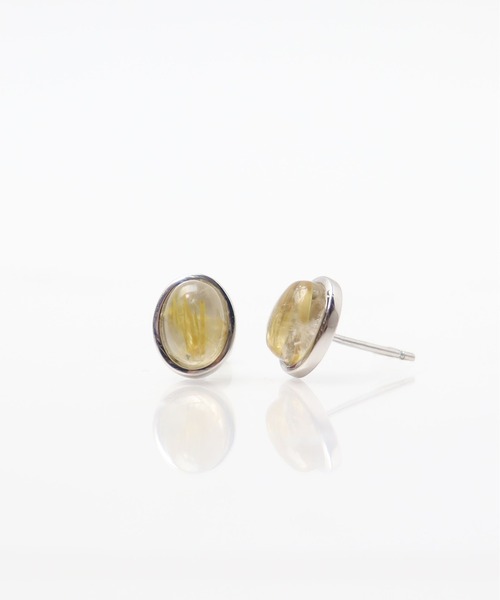 KU-CROISSANT(クークロワッサン)の「シルバー925 ルチルクォーツピアス(ピアス(両耳用)・レディース・イエロー・ONE SIZE)」の1枚目の写真
