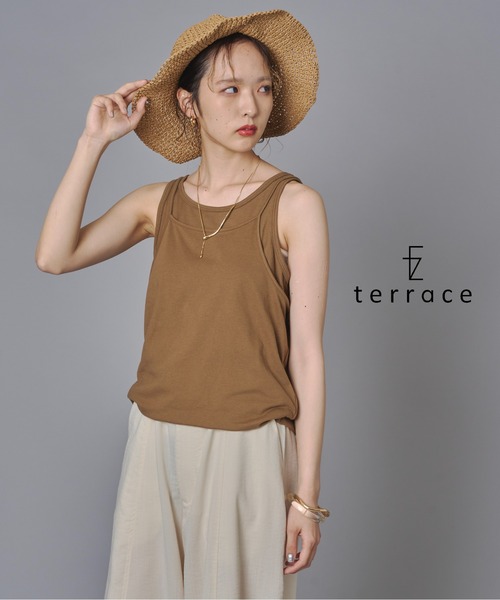 terrace（テラス）の「2way タンクトップオンキャミソール＆ワンピース（キャミソール・レディース・オフホワイト/チャコール/ブラック/ブラウン・FREE）」の4枚目の写真