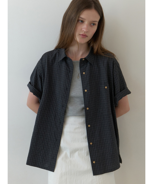 THEMITTEN(ザ・ミトン)の「Linden half shirt (moody check)(シャツ/ブラウス・レディース・その他・FREE)」の1枚目の写真