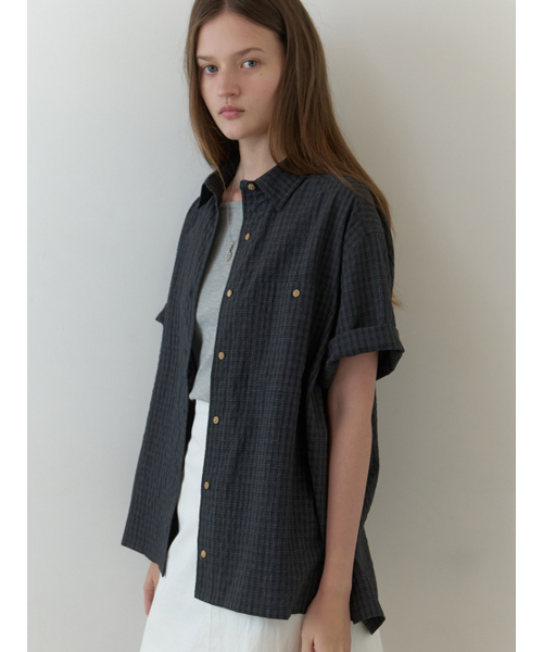 THEMITTEN(ザ・ミトン)の「Linden half shirt (moody check)(シャツ/ブラウス・レディース・その他・FREE)」の3枚目の写真