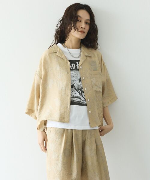GARAGE OF GOOD CLOTHING(ガレージオブグッドクロージング)の「シアージャガード開襟ハーフスリーブシャツ(シャツ/ブラウス・レディース・ベージュ・FREE)」の1枚目の写真
