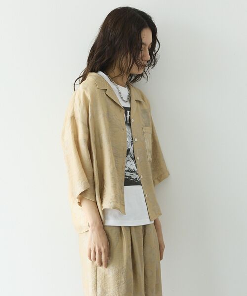 GARAGE OF GOOD CLOTHING(ガレージオブグッドクロージング)の「シアージャガード開襟ハーフスリーブシャツ(シャツ/ブラウス・レディース・ベージュ・FREE)」の5枚目の写真