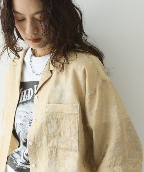 GARAGE OF GOOD CLOTHING(ガレージオブグッドクロージング)の「シアージャガード開襟ハーフスリーブシャツ(シャツ/ブラウス・レディース・ベージュ・FREE)」の8枚目の写真