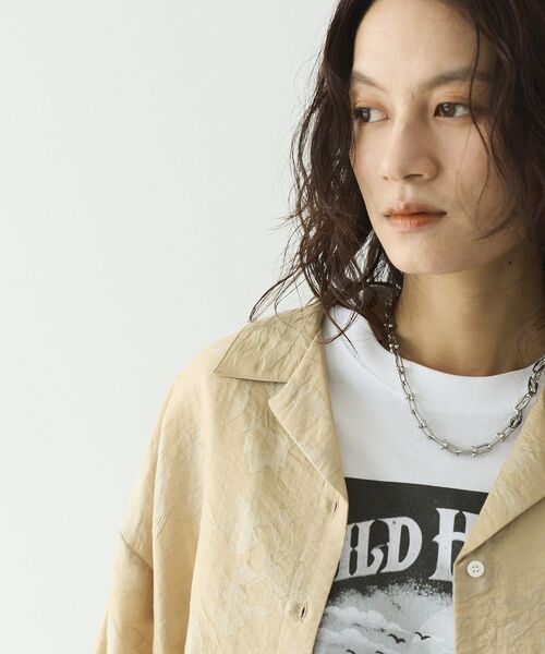 GARAGE OF GOOD CLOTHING(ガレージオブグッドクロージング)の「シアージャガード開襟ハーフスリーブシャツ(シャツ/ブラウス・レディース・ベージュ・FREE)」の9枚目の写真