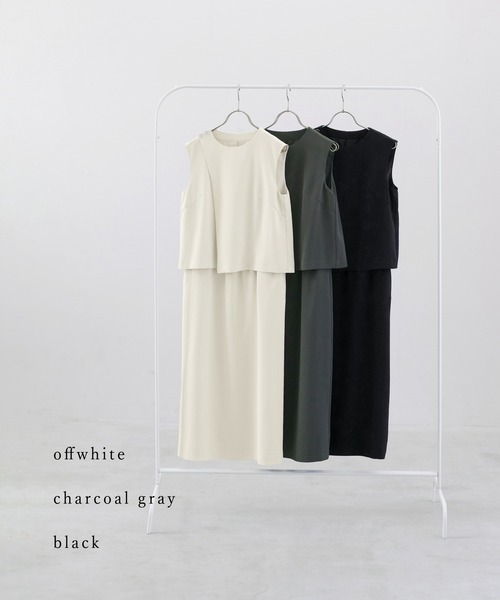 WHITE JOOLA(ホワイトジョーラ)の「【 UVカット・速乾・洗える 】ハイストレッチカルゼワッシャー・レイヤード風ワンピース(ワンピース・レディース・ブラック/チャコールグレー/オフホワイト・L/M/S)」の14枚目の写真