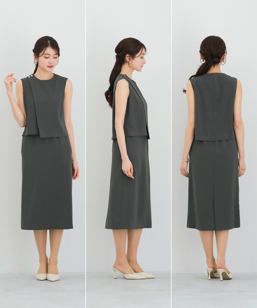 WHITE JOOLA(ホワイトジョーラ)の「【 UVカット・速乾・洗える 】ハイストレッチカルゼワッシャー・レイヤード風ワンピース(ワンピース・レディース・ブラック/チャコールグレー/オフホワイト・L/M/S)」の17枚目の写真