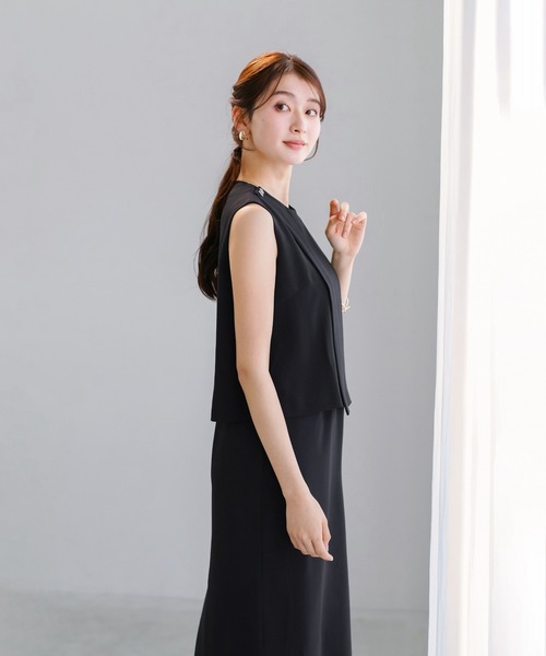 WHITE JOOLA(ホワイトジョーラ)の「【 UVカット・速乾・洗える 】ハイストレッチカルゼワッシャー・レイヤード風ワンピース(ワンピース・レディース・ブラック/チャコールグレー/オフホワイト・L/M/S)」の10枚目の写真