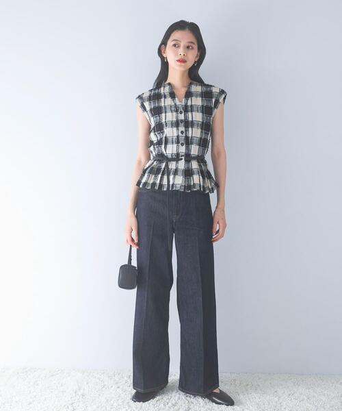 URBAN RESEARCH ROSSO WOMEN(アーバンリサーチ ロッソ)の「チェックジャガードタックデザインブラウス(シャツ/ブラウス・レディース・ブラック・FREE)」の6枚目の写真